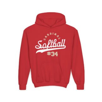 Vintage Varsity Softball Youth Hoodie - Red